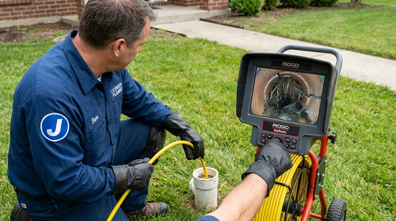 Sewer camera inspection being performed by Johns Plumbing LLC in Caryville