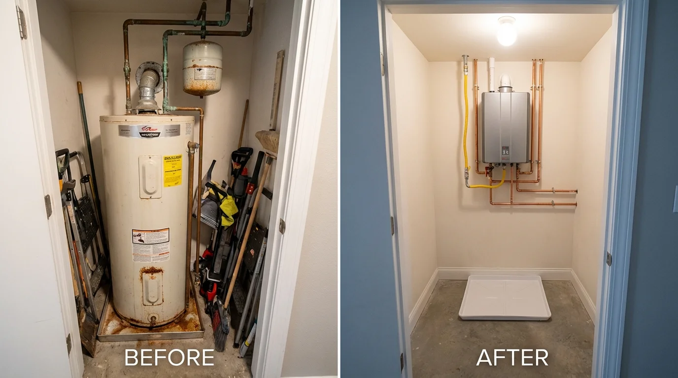 Tank water heater versus wall-mounted tankless unit comparison for Caryville, TN homeowners